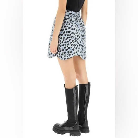 NWT GANNI - Blue & Black Crispy Jacquard Mini Skirt - Picture 4 of 8